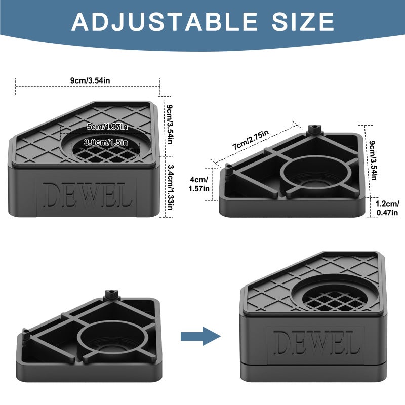 SEISSO 4 Pack Anti Vibration Pads for Washing, Pedestal for Washer and Dryer with 1100 lbs Weight Capacity, Washing Machine Foot Pads for Anti Slip Protect Laundry Room Floor(Black) - Image 2